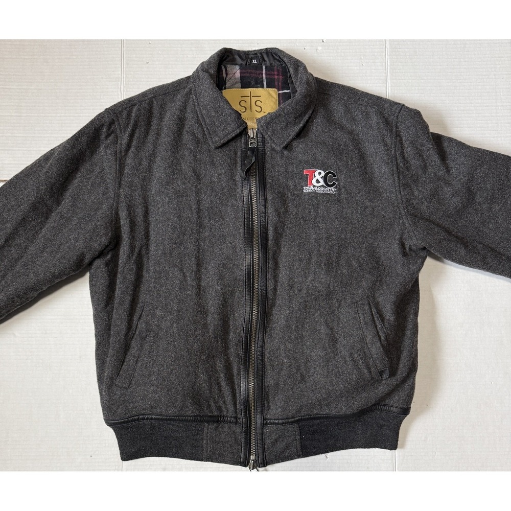 STS RANCHWEAR The Parker - Men's Gray Wool Bomber Coat Jacket - Size X-Large